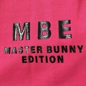 ■ MASTER BUNNY マスターバニー パーリーゲイツ ■ ロゴバニー耳刺繍 ビッグロゴプリントストライプ織柄 モックネック シャツ ピンク系 4の画像3