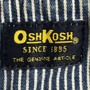 ■ OSHKOSH オシュコシュ ■ ロゴ ラベル ヒッコリーストライプ ツナギ つなぎ オールインワン インディゴブルー×ホワイト Mの画像3