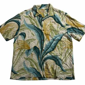 大きいサイズ ■ Tommy Bahama トミーバハマ ■ リーフ 総柄 上質 シルク 半袖 アロハシャツ マルチカラーXLの画像2