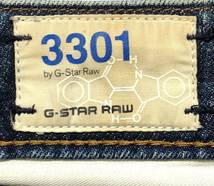 ■ G-STAR RAW ジースターロウ ■ 激シブ色落ち ロゴ プレート 刺繍 ユーズドダメージ加工 デニム インディゴブルー 33_画像5