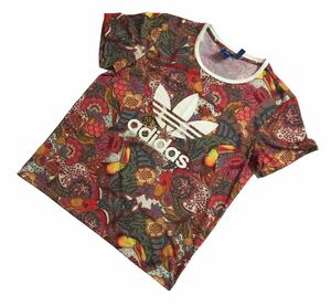 ■ adidas originals アディダス オリジナルス ■ フロント ビッグ トレフォイル ロゴプリント レトロフラワー 総柄 プリント 半袖 Tシャツ