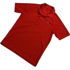 ■ LACOSTE ラコステ ■ ロゴ ワニ ワッペン 半袖 ポロシャツ レッド Mの画像1