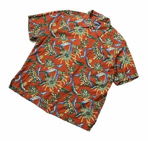 ● Рейн Спунер Rainse Pooner ● Гавайский цветок x Reef Total Pattern Rayon смешанный короткий рукав рубашка Aloha Red L