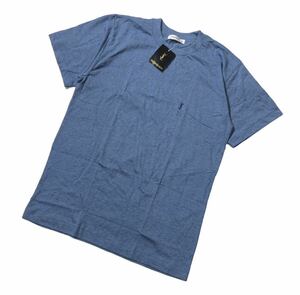未着用 タグ付 ● YVESSAINTLAURENT イヴ・サンローラン ● ロゴ 刺繍 半袖 Tシャツ ブルー M