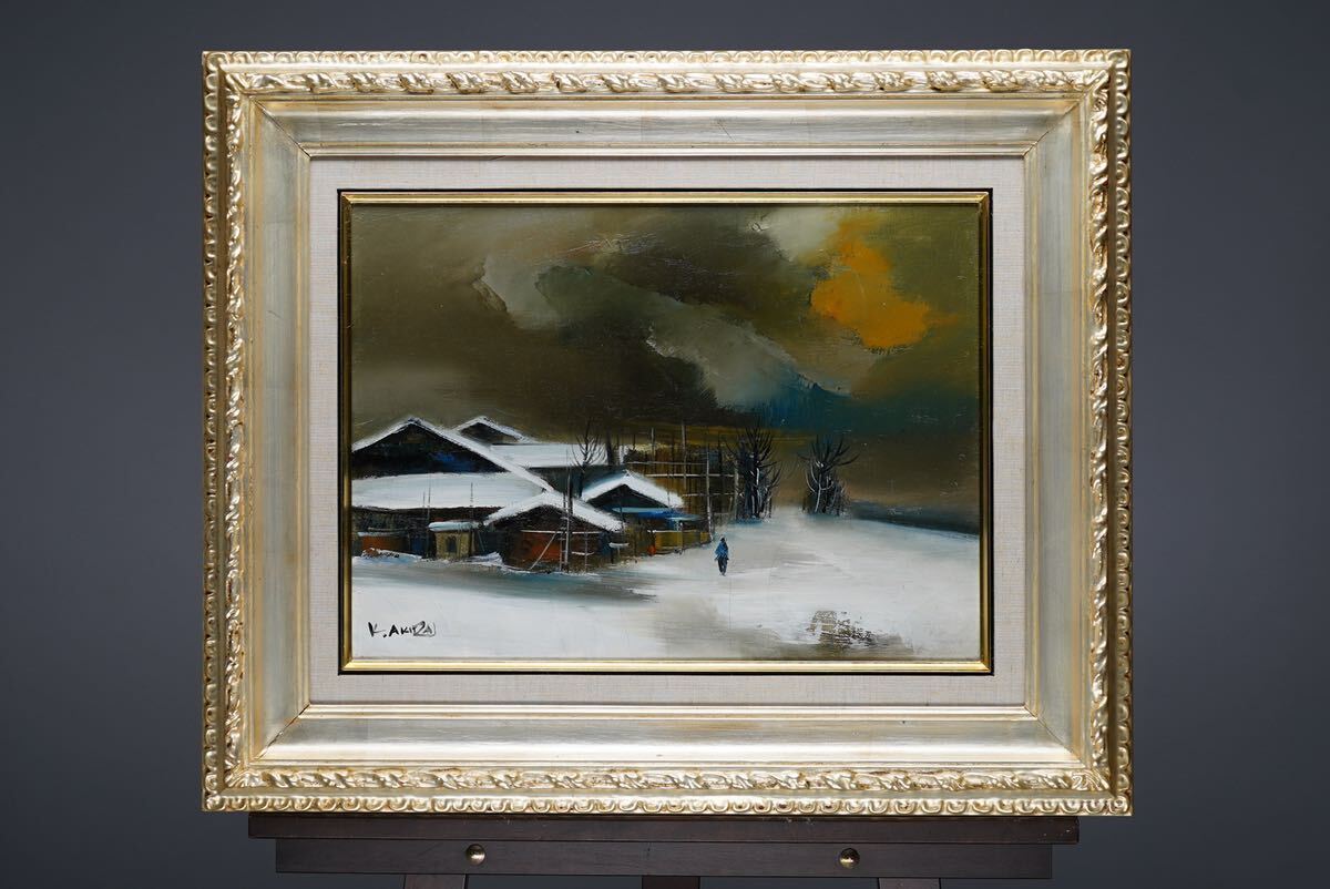 正品小火炬渔夫之家油画 P8 (45.5cmx33.3cm) 有艺术家签名和认可 热门雪景画家, 绘画, 油画, 自然, 山水画