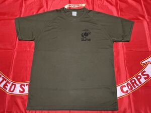 中古美品　USMC 3D MARINE EXPENDITIONARY BRIGADE OKINAWA, JAPAN トレーニングDRI Tシャツ LARGE OD