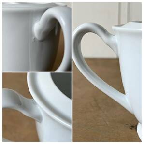 2個set スッとした形 ピッチャー 白磁 デットストック 陶器 検: ミルクピッチャー スープ カフェオレ レトロ ビンテージ アンティークの画像10