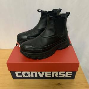 コンバース 厚底 スニーカー レディース CONVERSE レザー オールスター R トレックウエーブ サイドゴア HI ハイカット レザー シューズ 靴 ブラック 黒 1SD837