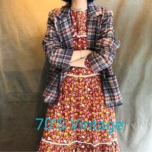 【70'S・Vintage】FLOWER PRINT ONE-PIECE