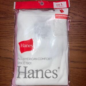 新品　Hanes Lサイズ　白タンクトップ　肌着　インナー　トップス