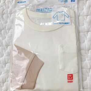 UNIQLO エアリズム コットンクルーT 長袖Tシャツ 80cm