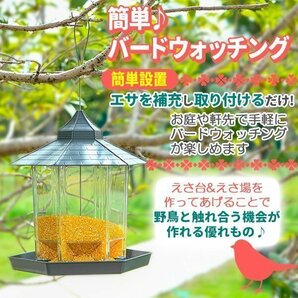 バードフィーダー バードウォッチング 野鳥の餌台 鳥小屋 鳥かご 庭 ガーデン おしゃれ 野鳥 給餌器 餌台 餌場 えさ台 吊下げ グレー 小鳥の画像2