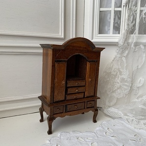 ミニチュア 家具 ドールハウス 人形 ドール 引き出し ワードローブ 木製 ブラウン茶 ヴィンテージの画像10