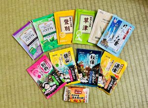 ②粉末入浴剤　白元アース　いい湯旅立ち　日本の名湯　バスクリン　数量限定　期間限定　11種類11個　旅の宿