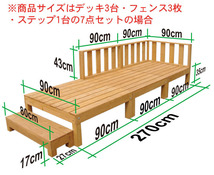 igarden 天然 木製 ウッドデッキ 90×90 オープンタイプ 2点セット 0.5坪 ダークブラウン 縁側 DIY 庭 テラス 簡単 組み立て -2ddb_画像6