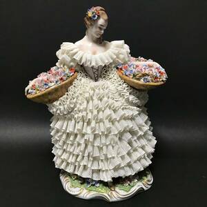 Sitzendorf ジッツェンドルフ 陶器製 レース人形 / 全高約23.5cm / 陶器人形 フィギュリン レースドール /アンティーク 置物