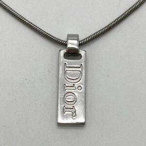 Christian Dior クリスチャン ディオール ネックレス シルバー ロゴ プレート アクセサリー P1069