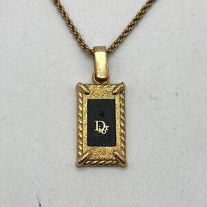 Christian Dior クリスチャン ディオール ネックレス ロゴ ゴールド ブラック アクセサリー P1262