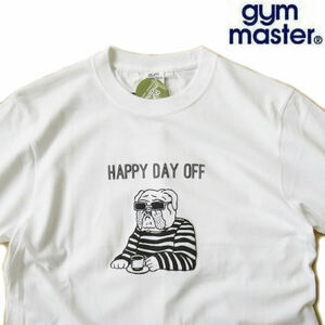 ジムマスター/GYM MASTER　リラックス犬/ブルドッグプリントTシャツ (5,6oz HAPPY DAY OFF)　G351712 01/ホワイト Mサイズ