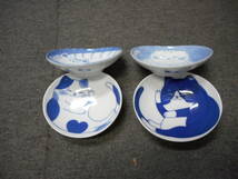 NEW藍染ねこちぐら1１㎝楕円深皿４柄セット　日本製　美濃焼　新品未使用　陶磁器製_画像2