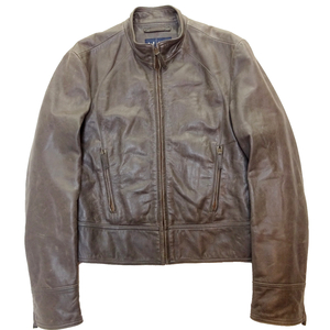 ARMANI JEANS pelle leather riders jacket ルーマニア製 アルマーニジーンズ スタンドカラーシングルレザーライダースジャケット 32 S相当