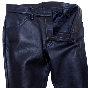 極美品 Levi's 519 LEATHER PANTS リーバイス 519 レザーパンツ 黒 W30 ライダース パンツの画像2