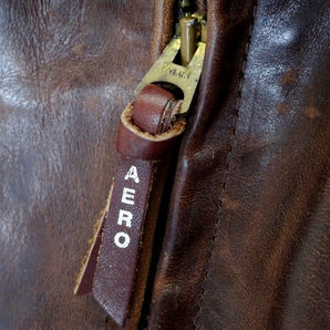 AERO LEATHER エアロレザー 馬革 シングルライダースジャケット ブランケットインナー 赤茶 size 36 スコットランド製の画像7