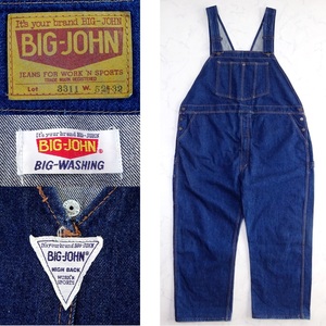 希少 極美品 ビンテージ ビッグジョン デニム オーバーオール ビッグサイズ W52(ウエスト124cm) VINTAGE BIG JOHN DENIM OVERALLS 岡山児島