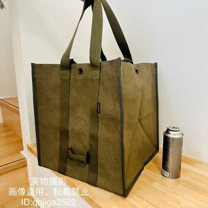 キャンプ 超高品質 厚手帆布製 50L多機能収納ケース 薪バッグ 折りたたみ 焚き火 アウトドア バーベキュー アクセサリ野外登山39×39×40cm