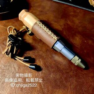  camp for super high quality wooden pattern fire blow . stick fire - blower flexible type 16.5-65.5cm leather made sheath attaching outdoor field mountain climbing 160g