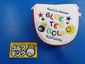 GK豊田▼ 139 【マレット型】新品★ブルーティーゴルフ★ヘッドカバー★スマイル＆ピンボールパターカバー★BTG-PC001★ホワイト×レッド★