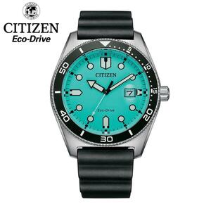 CITIZEN シチズン エコドライブ ECO-DRIVE AW1760-14X ソーラー 100M防水 ティファニーブルー ダイバーデザイン アナログ カレンダー 時計