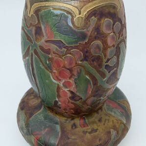 アンティーク 西洋花瓶 エナメル 被ガラス 作家刻印ありの画像1