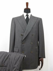 超美品 【ブリオーニ Brioni】 FLAMINIO ダブル6ボタン スーツ (メンズ) size52 チャコールグレー ストライプ 伊製 ■27HR3510