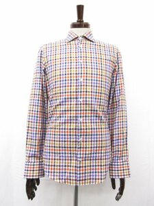  ultimate beautiful goods [ Etro ETRO] cotton material check × weave pattern long sleeve casual shirt ( men's ) size38 multicolor Italy made #31MK2929#