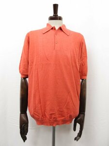 【ジョンスメドレー JOHN SMEDLEY】 ハイゲージ 半袖ニットポロシャツ (メンズ) sizeM オレンジ系 薄手 英国製 ■31MN4940■