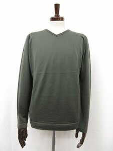 HH 極美品 【ジョンスメドレー JOHN SMEDLEY】 Vネック ハイゲージ 長袖ニット (メンズ) sizeM カーキ系 薄手 英国製 ■31MN4944■