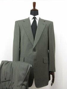 訳あり【チェスターバリー CHESTER BARRIE】 カシミア混 2ボタン スーツ(メンズ) sizePM(52~54相当) グレー系 ストライプ柄 ■28RMS8346■