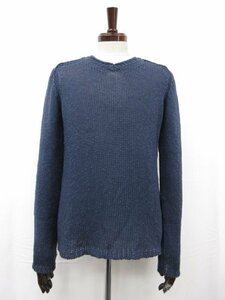 美品【CRUCIANI クルチアーニ】CU15.180 リネン×コットン Vネック サマーニット セーター (メンズ) size46 ネイビー系 伊製 ■17MN4969■