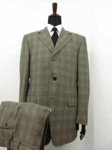 極美品 【カナーリ CANALI】 ウール素材 シングル3ボタン スーツ (メンズ) size52-7R ライトブラウン系 チェック風織柄 伊製 ■27RMS8376