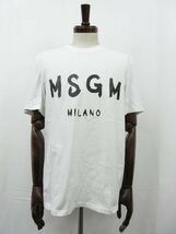 美品 【エムエスジーエム MSGM】 コットン素材 クルーネック ブランドロゴプリント 半袖カットソー (メンズ) XS ホワイト ■31MT5084■_画像1