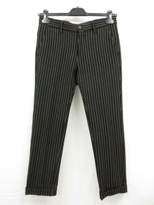 超美品 【DESCENTE GOLF デサントゴルフ】 ストレッチ性 スラックス パンツ (メンズ) sizeM ブラック ストライプ柄 ■28MPA0607■