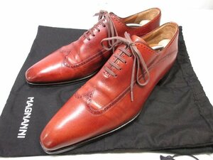 美品 【マグナーニ MAGNANNI】 10998 シューツリー付き ウイングチップ 内羽根 レザー 紳士靴 (メンズ) size39 ブラウン系 ■30MZA5020■