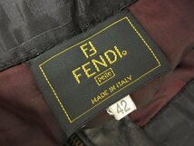 ヴィンテージ【フェンディ FENDI】ズッカ柄切替 ミニ丈 レザースカート (レディース) size42 ブラック イタリア製 ■17LF3514■_画像2