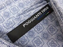 超美品 【ポッジャンティ POGGIANTI】 コットン素材 ホリゾンタルカラー プリント柄 長袖シャツ (メンズ) size37 紺系 薄手 ■31MK2981_画像8