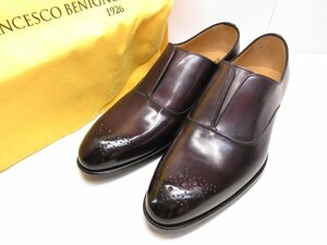 HH未使用品 【フランチェスコベニーニョ FRANCESCO BENIGNO】G4966 メダリオン スリッポン 靴 (メンズ) size6.5 バーガンディ■18BEN045