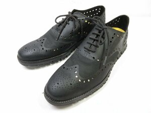 美品 【コールハーン COLE HAAN】 レザー×メッシュ フルブローグ シューズ 紳士靴 (メンズ) size10.5 ブラック ■30MZA5178■