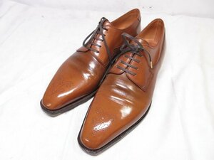 美品 【コルテ CORTHAY】 MORY プレーントゥ メダリオン 外羽根 レザー ドレスシューズ 紳士靴 (メンズ) size9 ブラウン系 ■30MZA5262■