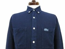 超美品 【ラコステ LACOSTE】コットン素材 鹿の子生地 ワッペン装飾 ボタンダウン 長袖シャツ (メンズ) size2/XS ネイビー系 ■31MK3135■_画像3