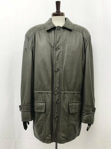 アーカイヴ 美品【バリー BALLY】ペイズリー柄裏地 中綿入りラムレザーコート (メンズ) size48 カーキブラウン系 イタリア製 ■17MW3101■